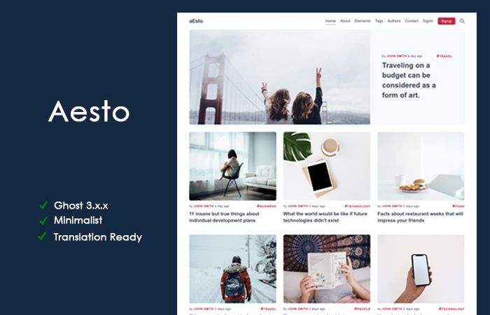 Opensource Blog & Magazine theme for Ghost, Aesto