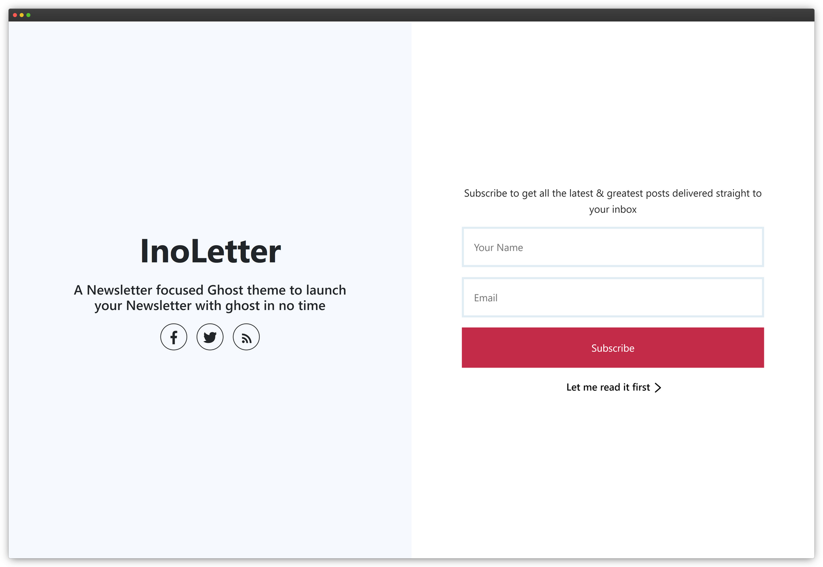 InoLetter - Newsletter Focused Ghost theme